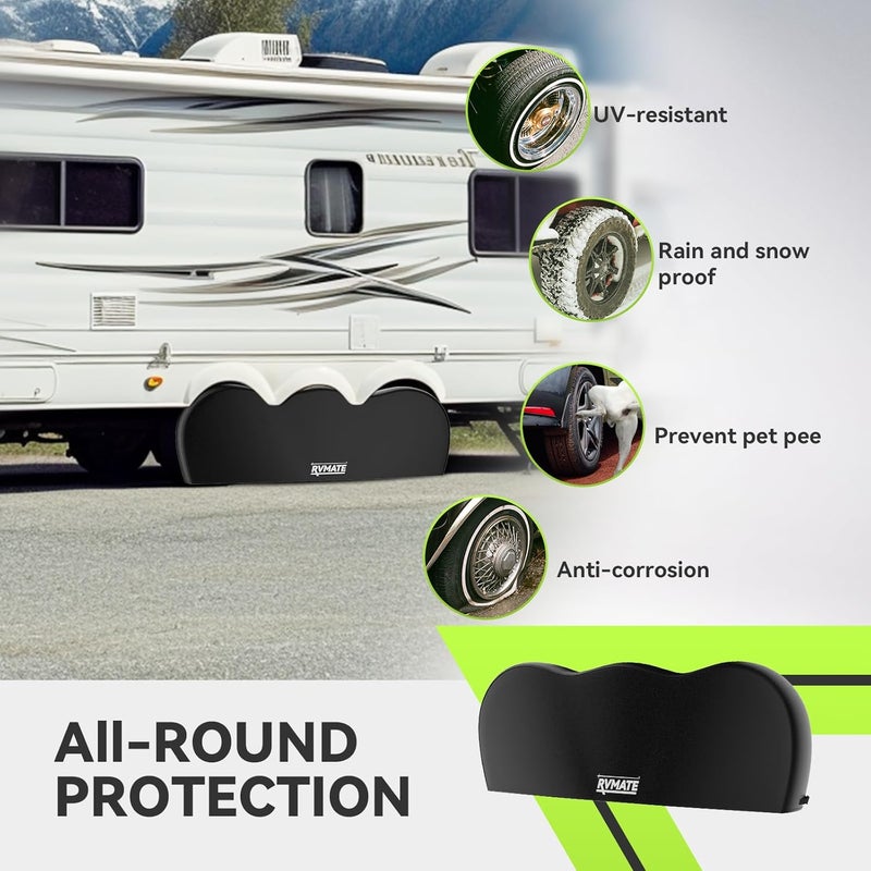 RVMATE Triple Axle Tire Covers, RV Tire Cover (2 Pack) Fits 30"-32" Diameter Tires, Waterproof Anti-UV Wheel Covers RV Accessories for Truck/Trailer, Black - Image 2